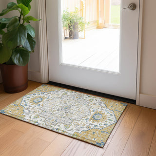 Piper Looms Chantille Oriental ACN985 Gold Machine Washable Area Rug Scatter Lifestyle Image Feature