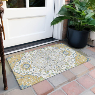Piper Looms Chantille Oriental ACN985 Gold Machine Washable Area Rug Scatter Outdoor Lifestyle Image Feature