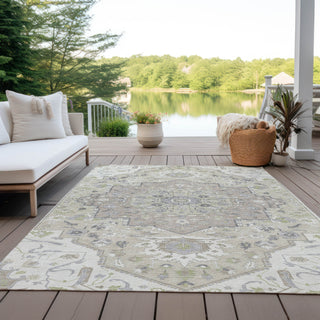 Piper Looms Chantille Oriental ACN985 Ivory Machine Washable Area Rug Outdoor Lifestyle Image Feature