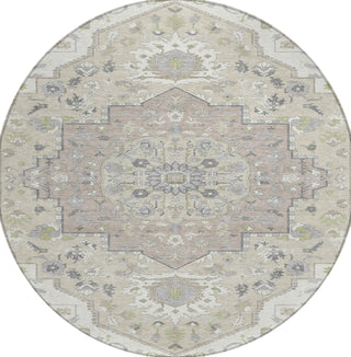 Piper Looms Chantille Oriental ACN985 Ivory Machine Washable Area Rug Round Main Image