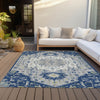 Piper Looms Chantille Oriental ACN985 Navy Machine Washable Area Rug Outdoor Lifestyle Image Feature