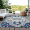 Piper Looms Chantille Oriental ACN985 Navy Machine Washable Area Rug Outdoor Lifestyle Image Feature