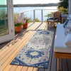 Piper Looms Chantille Oriental ACN985 Navy Machine Washable Area Rug Runner Outdoor Lifestyle Image Feature