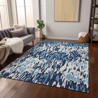 Piper Looms Chantille Stripes ACN986 Blue Machine Washable Area Rug Lifestyle Image Feature