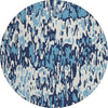 Piper Looms Chantille Stripes ACN986 Blue Machine Washable Area Rug Round Main Image