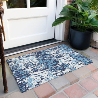 Piper Looms Chantille Stripes ACN986 Blue Machine Washable Area Rug Scatter Outdoor Lifestyle Image Feature