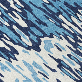 Piper Looms Chantille Stripes ACN986 Blue Machine Washable Area Rug Swatch Image