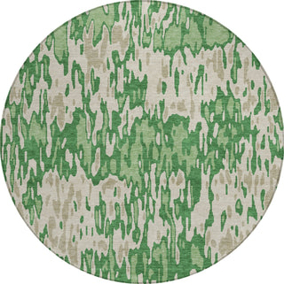 Piper Looms Chantille Stripes ACN986 Green Machine Washable Area Rug Round Main Image
