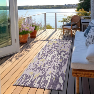 Piper Looms Chantille Stripes ACN986 Purple Machine Washable Area Rug Runner Outdoor Lifestyle Image Feature