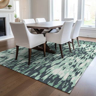 Piper Looms Chantille Stripes ACN986 Sage Machine Washable Area Rug Lifestyle Image Feature