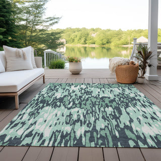 Piper Looms Chantille Stripes ACN986 Sage Machine Washable Area Rug Outdoor Lifestyle Image Feature