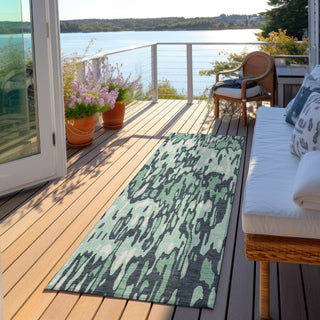 Piper Looms Chantille Stripes ACN986 Sage Machine Washable Area Rug Runner Outdoor Lifestyle Image Feature