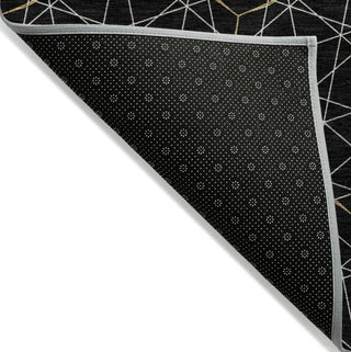 Piper Looms Chantille Geometric ACN987 Black Machine Washable Area Rug Backing Image