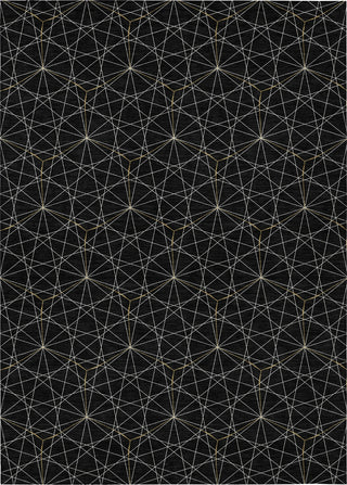 Piper Looms Chantille Geometric ACN987 Black Machine Washable Area Rug main image