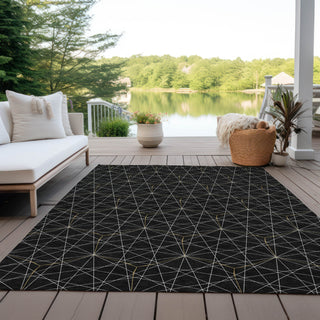 Piper Looms Chantille Geometric ACN987 Black Machine Washable Area Rug Outdoor Lifestyle Image Feature