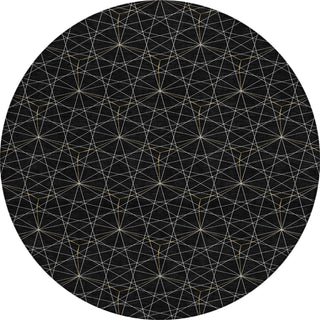 Piper Looms Chantille Geometric ACN987 Black Machine Washable Area Rug Round Main Image