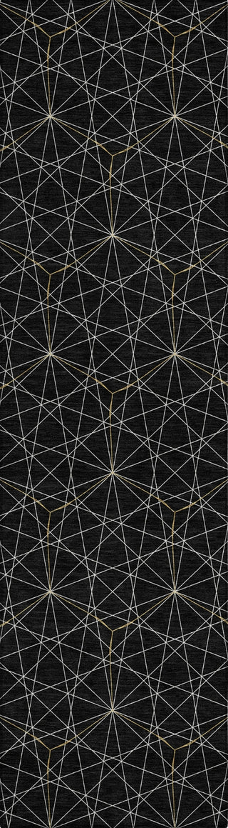 Piper Looms Chantille Geometric ACN987 Black Machine Washable Area Rug Runner Main Image