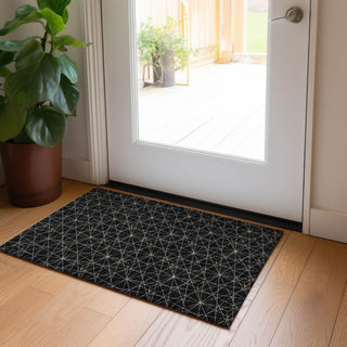 Piper Looms Chantille Geometric ACN987 Black Machine Washable Area Rug Scatter Lifestyle Image Feature