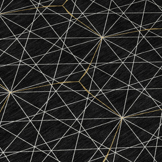 Piper Looms Chantille Geometric ACN987 Black Machine Washable Area Rug Swatch Image