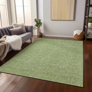 Piper Looms Chantille Geometric ACN987 Green Machine Washable Area Rug Lifestyle Image Feature