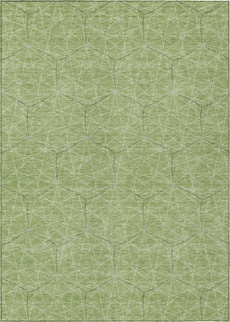Piper Looms Chantille Geometric ACN987 Green Machine Washable Area Rug main image
