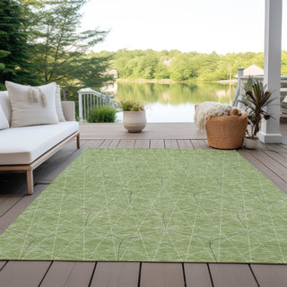 Piper Looms Chantille Geometric ACN987 Green Machine Washable Area Rug Outdoor Lifestyle Image Feature