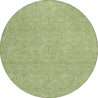 Piper Looms Chantille Geometric ACN987 Green Machine Washable Area Rug Round Main Image