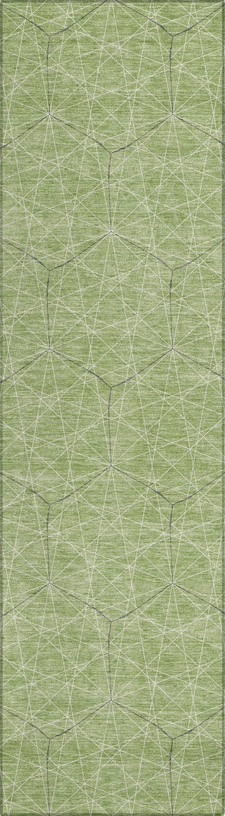 Piper Looms Chantille Geometric ACN987 Green Machine Washable Area Rug Runner Main Image