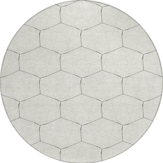 Piper Looms Chantille Geometric ACN987 Linen Machine Washable Area Rug Round Main Image