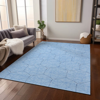 Piper Looms Chantille Geometric ACN987 Sky Machine Washable Area Rug Lifestyle Image Feature