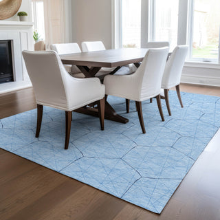 Piper Looms Chantille Geometric ACN987 Sky Machine Washable Area Rug Lifestyle Image Feature