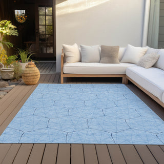 Piper Looms Chantille Geometric ACN987 Sky Machine Washable Area Rug Outdoor Lifestyle Image Feature