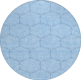 Piper Looms Chantille Geometric ACN987 Sky Machine Washable Area Rug Round Main Image