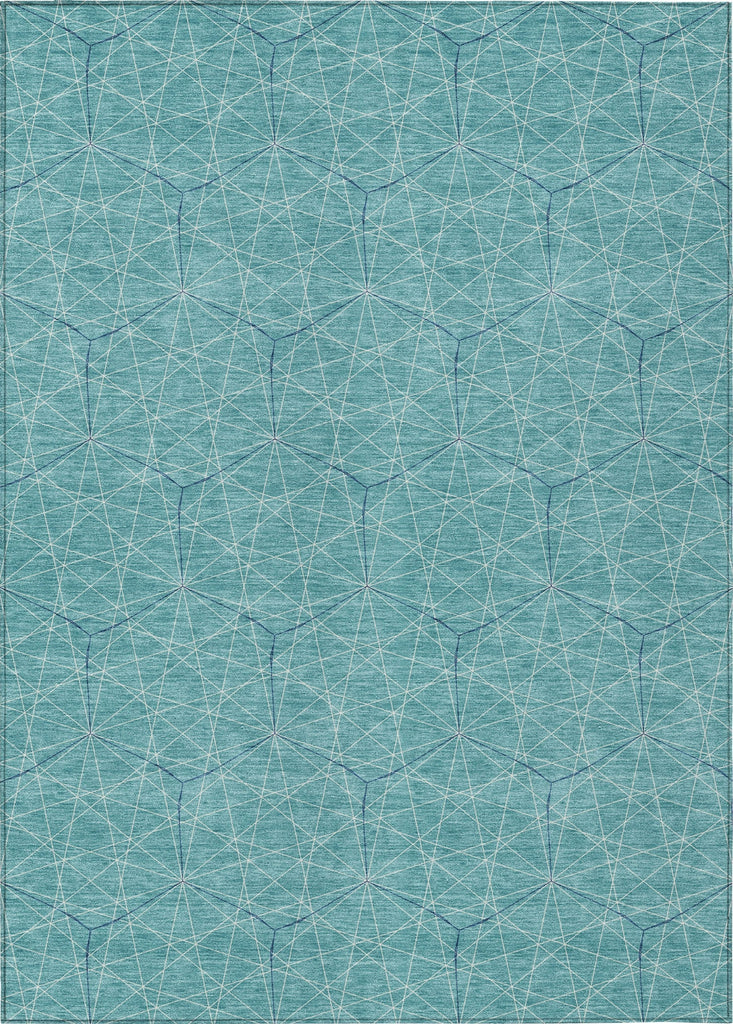 Piper Looms Chantille Geometric ACN987 Teal Machine Washable Area Rug main image