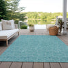 Piper Looms Chantille Geometric ACN987 Teal Machine Washable Area Rug Outdoor Lifestyle Image Feature