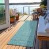 Piper Looms Chantille Geometric ACN987 Teal Machine Washable Area Rug Runner Outdoor Lifestyle Image Feature