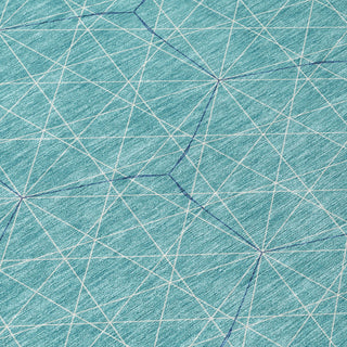 Piper Looms Chantille Geometric ACN987 Teal Machine Washable Area Rug Swatch Image