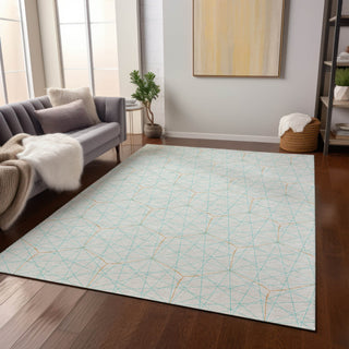 Piper Looms Chantille Geometric ACN987 White Machine Washable Area Rug Lifestyle Image Feature