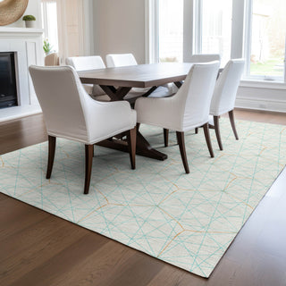 Piper Looms Chantille Geometric ACN987 White Machine Washable Area Rug Lifestyle Image Feature
