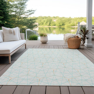 Piper Looms Chantille Geometric ACN987 White Machine Washable Area Rug Outdoor Lifestyle Image Feature