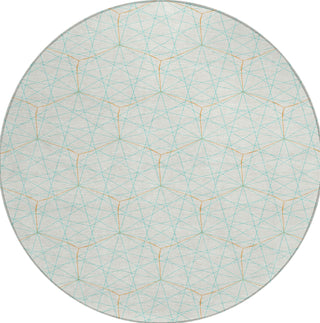 Piper Looms Chantille Geometric ACN987 White Machine Washable Area Rug Round Main Image