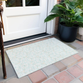 Piper Looms Chantille Geometric ACN987 White Machine Washable Area Rug Scatter Outdoor Lifestyle Image Feature