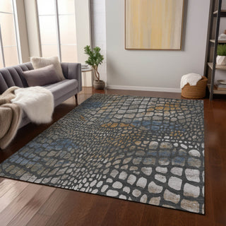 Piper Looms Chantille Squares ACN988 Charcoal Machine Washable Area Rug Lifestyle Image Feature