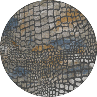 Piper Looms Chantille Squares ACN988 Charcoal Machine Washable Area Rug Round Main Image