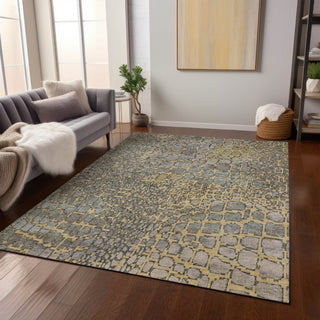 Piper Looms Chantille Squares ACN988 Gold Machine Washable Area Rug Lifestyle Image Feature