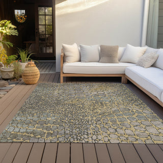 Piper Looms Chantille Squares ACN988 Gold Machine Washable Area Rug Outdoor Lifestyle Image Feature