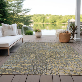 Piper Looms Chantille Squares ACN988 Gold Machine Washable Area Rug Outdoor Lifestyle Image Feature