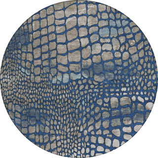 Piper Looms Chantille Squares ACN988 Navy Machine Washable Area Rug Round Main Image