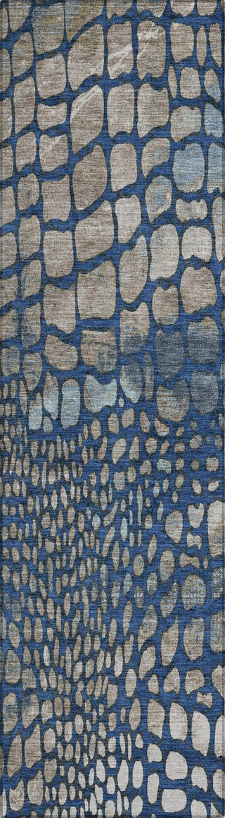 Piper Looms Chantille Squares ACN988 Navy Machine Washable Area Rug Runner Main Image