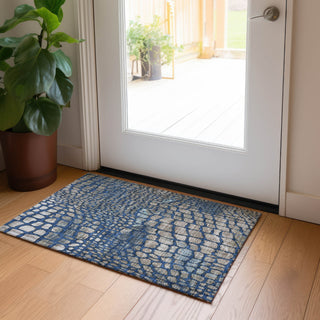 Piper Looms Chantille Squares ACN988 Navy Machine Washable Area Rug Scatter Lifestyle Image Feature